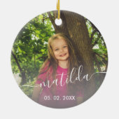 エレガントシンプルモダン名前をカスタムする写真 セラミックオーナメント (裏面)