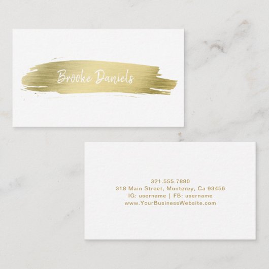 エレガントシンプルモダン抽象芸術のブラシストローク金ゴールド 名刺 (正面/裏面)
