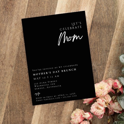 エレガントシンプルモダン母の日ブランチ 招待状