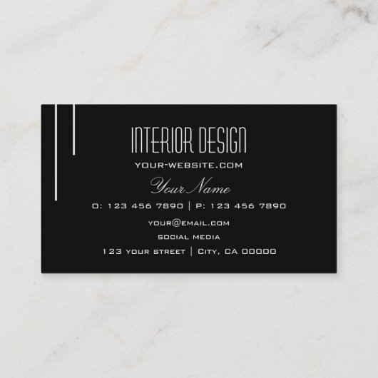 エレガントシンプルモダン白黒プロフェッショナル 名刺 (裏面)