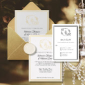 エレガントシンプルモダン白黒結婚ズ 出欠カード