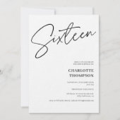 エレガントシンプルモダン白黒photo Sweet 16 招待状 (正面)