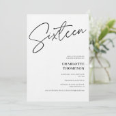 エレガントシンプルモダン白黒photo Sweet 16 招待状 (スタンド正面)