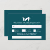 エレガントシンプルモダン結婚ティール(緑がかった色)のQRコードRSVP エンクロージャーカード (正面/裏面)