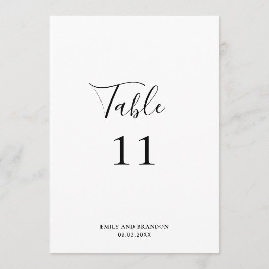 エレガントシンプルモダン結婚表の番号 (正面)