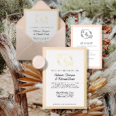 エレガントシンプルモダン赤面ピンクゴールドフォイル結婚ズ 箔招待状