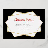 エレガントシンプルモダン金ゴールドドーヴクリスマスディナー 箔招待状 (裏面)