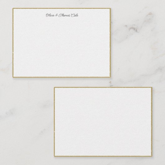 エレガントシンプルモダン金ゴールドフ結婚レーム ノートカード (正面/裏面)