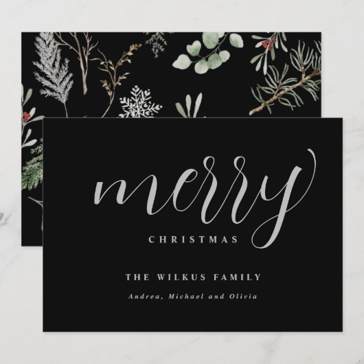 エレガントシンプルモダン非Photo Christmas Card シーズンカード (正面/裏面)