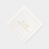 エレガントシンプルモノグラムのタイポグラフィ結婚金ゴールド 箔ナプキン (右)