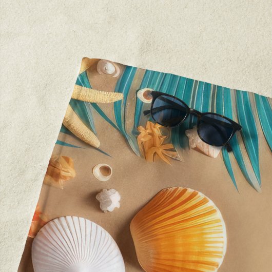 エレガントシンプルモノグラムのビーチハウスシーショア ビーチタオル (インサイチュ)