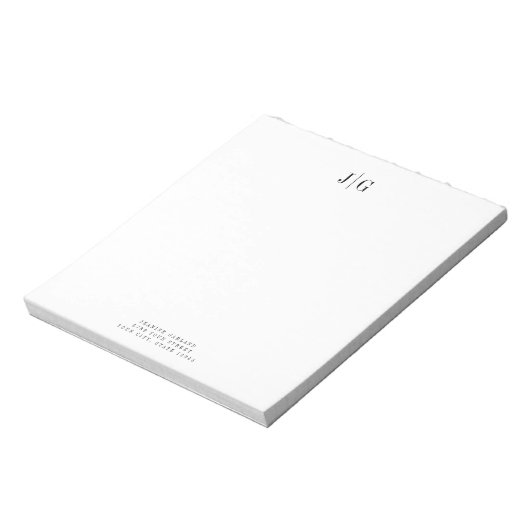 エレガントシンプルモノグラムミニマリストレターヘッド ノートパッド (回転)