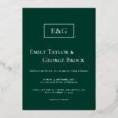 エレガントシンプルモノグラムモダング結婚リーン 箔招待状 (正面)