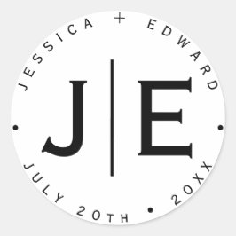 エレガントシンプルモノグラムモダンシックミニマルスクリプト ラウンドシール