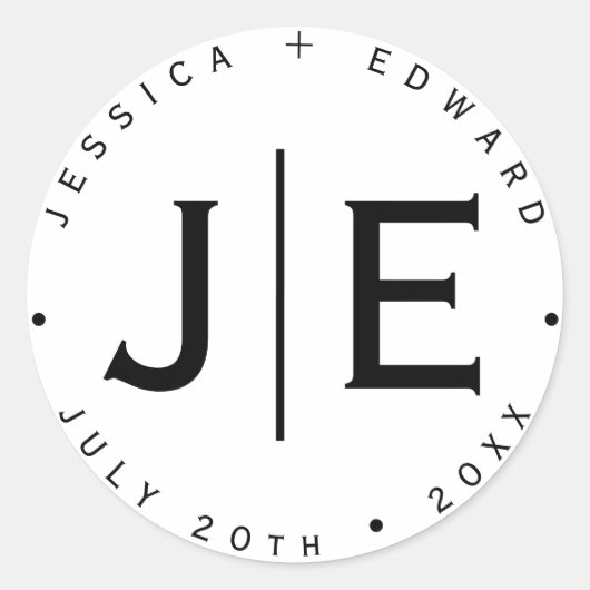 エレガントシンプルモノグラムモダンシックミニマルスクリプト ラウンドシール (正面)