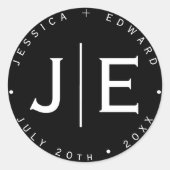 エレガントシンプルモノグラムモダンシックミニマルスクリプト ラウンドシール (正面)