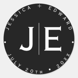 エレガントシンプルモノグラムモダンシックミニマルスクリプト ラウンドシール