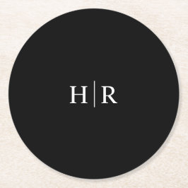 エレガントシンプルモノグラム ラウンドペーパーコースター