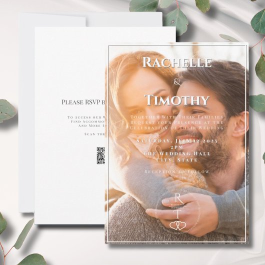 エレガントシンプルモンゴラムカラーフォト結婚ズ 招待状