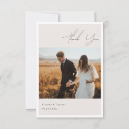 エレガントシンプルラインアートの花と縁ど サンキューカード