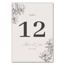 エレガントシンプルラインアートの花と縁ど テーブルナンバー