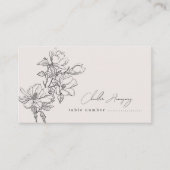 エレガントシンプルラインアートの花と縁ど プレイスカード (正面)