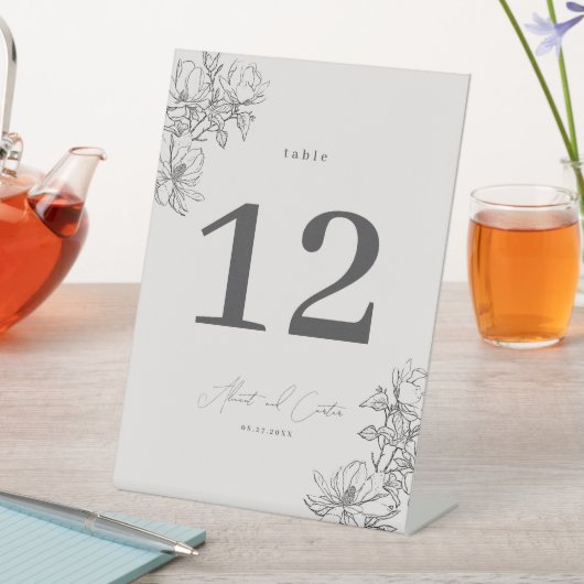 エレガントシンプルラインアートの花と縁ど 台座サイン (インサイチュ)