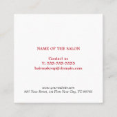 エレガントシンプルレッドホワイトグリーンビューティーサロンホリデー 割引カード (裏面)