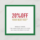 エレガントシンプルレッドホワイトグリーンビューティーサロンホリデー 割引カード (正面)