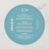 エレガントシンプルレトロブルーとモノグラム結婚ズ メニュー (正面)