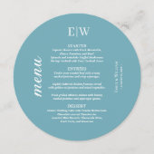 エレガントシンプルレトロブルーとモノグラム結婚ズ メニュー (正面)