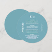 エレガントシンプルレトロブルーとモノグラム結婚ズ メニュー (正面/裏面)