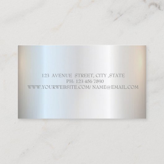 エレガントシンプルロータスシルバーメタル 名刺 (裏面)