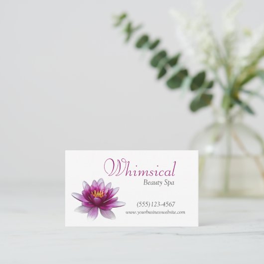 エレガントシンプルロータスフラワー美しいスパ 名刺 (スタンド正面)