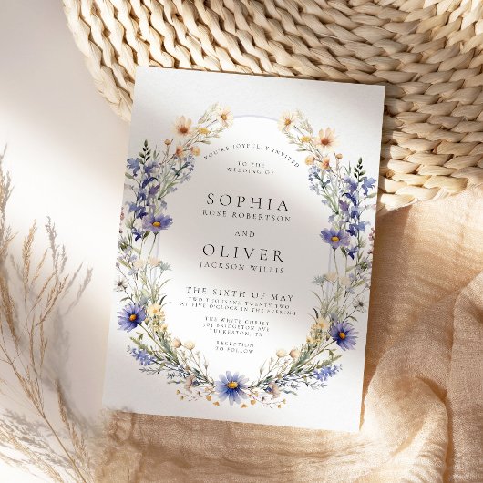 エレガントシンプルワイルドフラワー結婚ズ 招待状