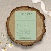 エレガントシンプルヴィンテージセージ結婚グリーン 出欠カード