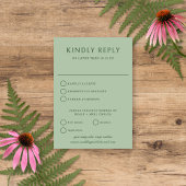 エレガントシンプルヴィンテージセージ結婚グリーン 出欠カード