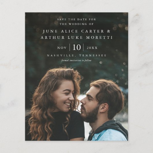 エレガントシンプル予算フォトウェディング日付の保存 (正面)