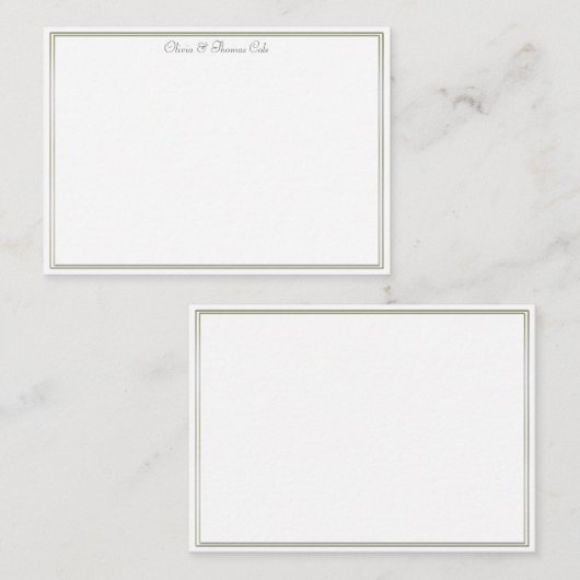 エレガントシンプル二重金ゴールドフレ結婚ーム対 ノートカード (正面/裏面)