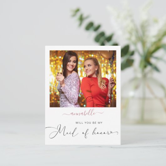 エレガントシンプル写真メイド・オブ・オーナー(花嫁付き添い人) ポストカード (スタンド正面)