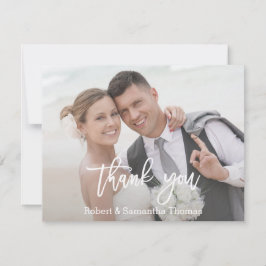 エレガントシンプル写真結婚タイポグラフィ サンキューカード