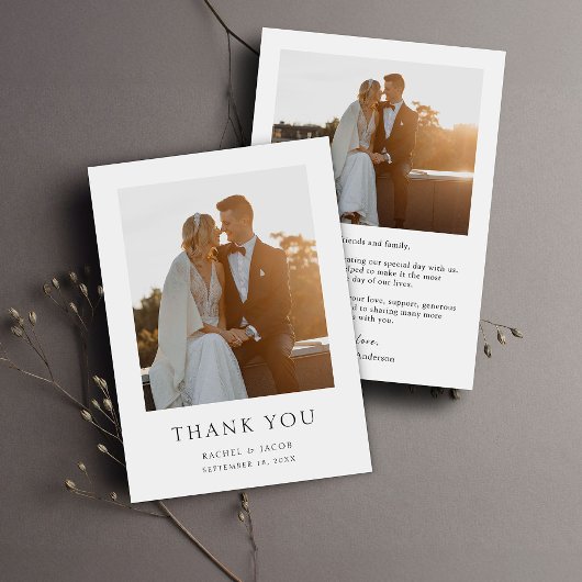 エレガントシンプル写結婚真 サンキューカード