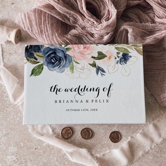 エレガントシンプル冬フローラ書道結婚の ゲストブック