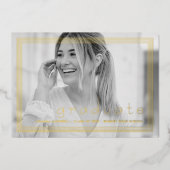 エレガントシンプル卒業パーティーブラック&ゴールドフォイル 箔招待状 (正面)