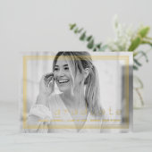 エレガントシンプル卒業パーティーブラック&ゴールドフォイル 箔招待状 (立ち正面)