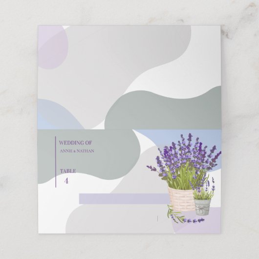 エレガントシンプル可愛いラベンダーフローラ結婚開花 プレイスカード (外部開封)