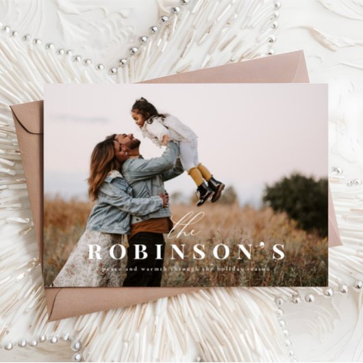 エレガントシンプル名写真クリスマスカード シーズンカード