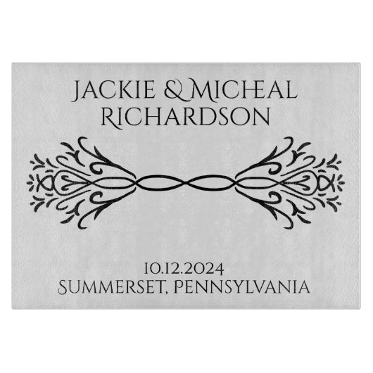 エレガントシンプル名前をカスタムする日結婚付 カッティングボード (正面)