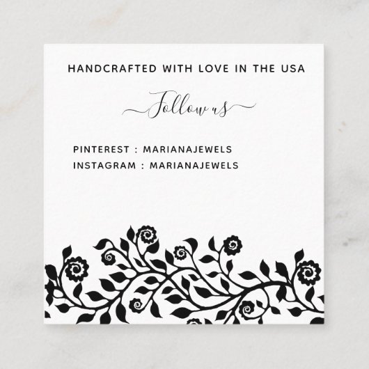 エレガントシンプル大イヤリング表示カード スクエア名刺 (裏面)