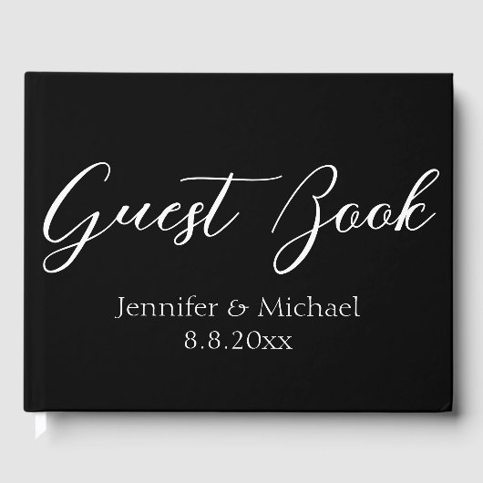 エレガントシンプル字白黒結婚 ゲストブック (正面)